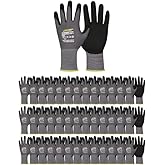 LOCCEF Work Gloves MicroFoam Nitrile Coated-6 Pairs,Seamless Knit Nylon Gloves,Gray Work gloves