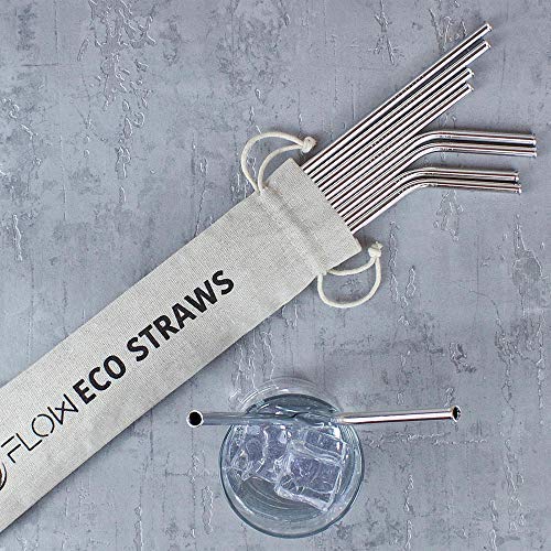 Wiederverwendbare Edelstahl-Metallstrohhalme, Silver Straw Set Inc Tasche & Reinigungsbürste – Bild 4