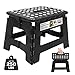Heim & Elda Folding Step Stool, Super Strong Plastic 9 inch Step Stool for Kids and Adults with Handles, Black