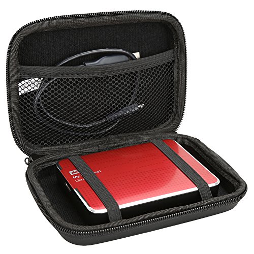 BIRUGEAR Hard Shell Carrying Pouch Case for Western Digital My Passport 500GB, 1TB, 2TB, 3TB - More Portable External Hard Drives and 5inch GPS - Black