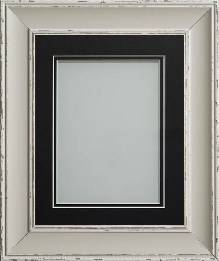 Frame Company Brooke Moonstone Grey Photo Frame, Double Black Mount, A4 for 10x6 inch, fitted with perspex