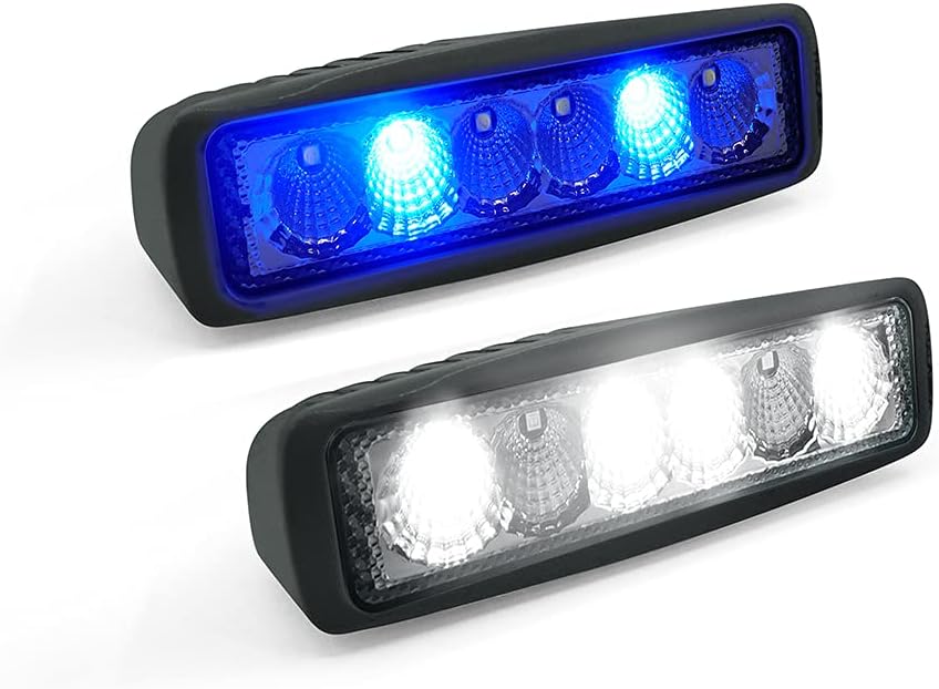 Waterproof 12/24V Marine LED Spreader Flood Deck Light Dual Color (Blue & White) Dock Lights 6.3 Inch Length for Boat IP67 DC 10~32V Led Bar for Yacht T-Top Pontoon Ship Vessel, Black Housing, 2 Pack: Automotive