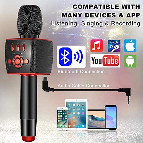BONAOK Bluetooth Wireless Karaoke Microphone,Portable Karaoke Machine Speakers with Duet Sing