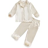 Multitrust Baby Girls Boys Silk Pajamas Set Solid Long Sleeve Button Down Shirts Tops and Pants Infant Satin Pj Lounge Sets