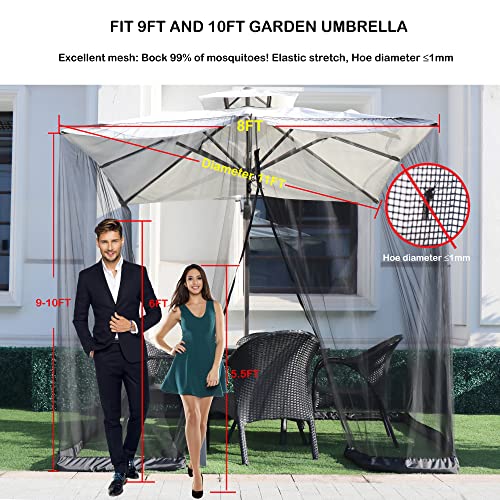 Umbrella Mosquito Netting for Patio Umbrella Canopy Curtains Polyester