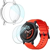 GKFJBD Compatible for CMF Watch 3 pro Screen Protector &amp; Case Set，Anti-Scratch HD Tempered Glass Protective Film and TPU Soft Frame Case Cover (Pack of 3+1)