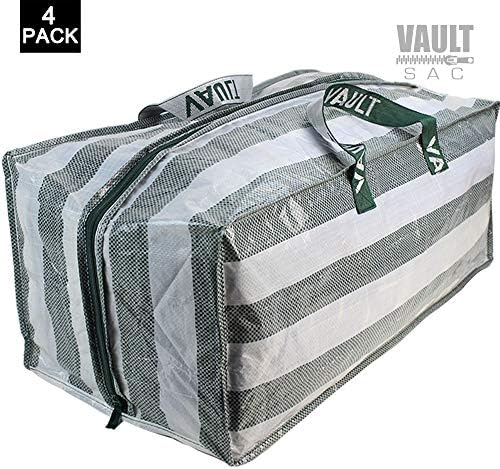 Storage Bags - 4 PACK - Space Saver Bags | Garment, Clothes, Duvet Storage Bags | Plastic Bag Storage | Storage Bins | Storage Containers | Great Underbed Storage Bags | Handbag and Backpack (STRIPE)