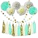 Mint Cream Gold and White 20pcs Party Decoration Set by Cherry Down