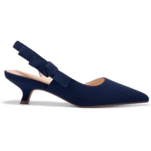 Coutgo Womens Slingback Kitten Heels Pointed Toe D’Orsay Bow Dress Shoes | Knitted,Women’s Pumps,Low Heels,Work Shoes,Cute,Bu