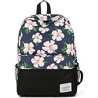 Women Floral Canvas Laptop Backpack Cute School College Shoulder Bag for Teenage Girls