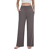 iniber Women's Wide Leg Casual Loose Lounge Pants Yoga Sweatpants High Waisted Comfy Pajama Flowy Pants with Pockets