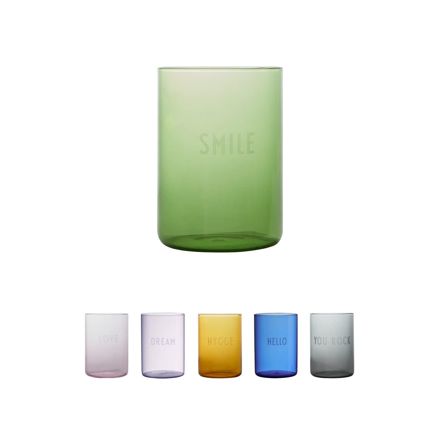 Design Letters Favorite Drinking Glass| Smile Borosilicate Glass Tumbler | 350 ml | Colored Glasses | Dishwasher Safe Tumbler Glasses | Drinking Glasses for Drinking Water, Whiskey, Rum, Juice