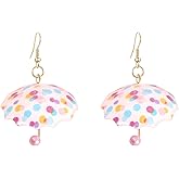 Seakuur Funny Cute Resin Rainbow Umbrella Drop Dangle Earrings Personality Creative Mini Umbrella Weather Earrings Costume Holiday Jewelry for Womens Gifts