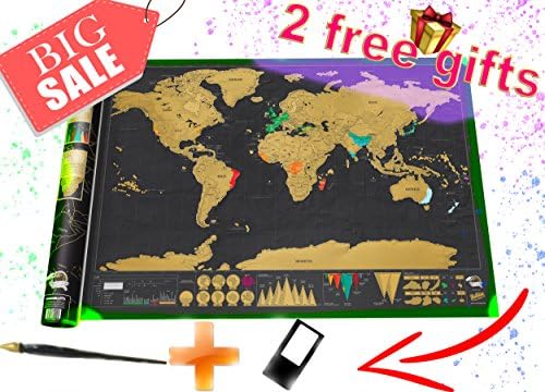 Scratchable world Map - Scratch off World Map Holiday Surprise Gift, Rub off world map World Travel Poster - Strival