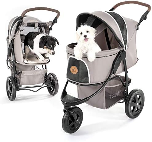 Togfit Pet Roadster Luxury Pet Stroller For Puppy Senior Dog Or Cat Easy Foldable Three Wheels Travel Pet Jogger Max Loading 70 Lb Mattress Included Gray Amazon Com Au Pet Supplies