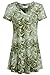 Sixother Womens Tie Dye Tunics Summer Casual Short Sleeves Tops V Neck Blouses, Army Green, Size M