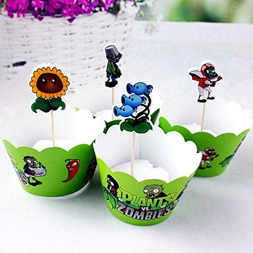 Fidgetgear 24pcs Plants Vs Zombies Cupcake Wrapper Topper Picks