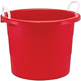 United Solutions TU0033 10 Gallon Round Rope Handle Tub, 37.8-Liter, Cherry Red