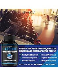 Extra fuerte L Arginina – 1200 mg suplemento de óxido nitrico para crecimiento muscular,...