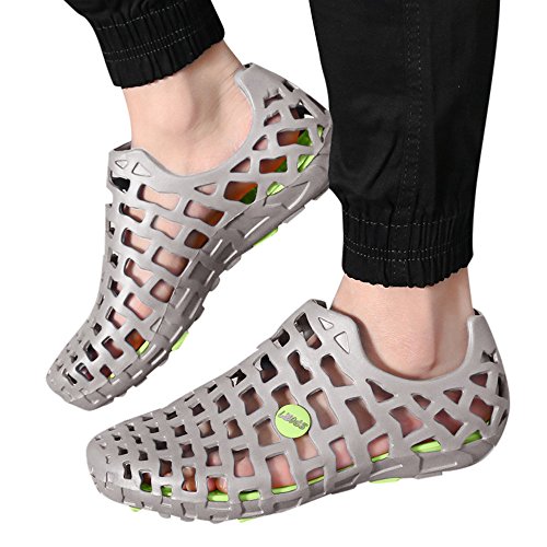 Clearance! Mens Womens Garden Clogs Summer Beach Sandals Breathable Hollow Out Quick-Dry Shower Water Shoes (Gray, US:7)