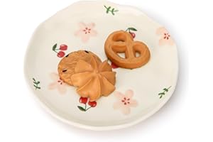 Koythin Ceramic Dessert Plates, Cute Fruits Dinner Plate, Creative Plates Design, Printed Flowers Dinnerware for Office and H