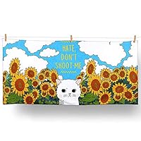 Loong Design Japanese Sunflower Arrogant Cat Beach Towel-Unique Cotton+Microfiber Material, Large (30