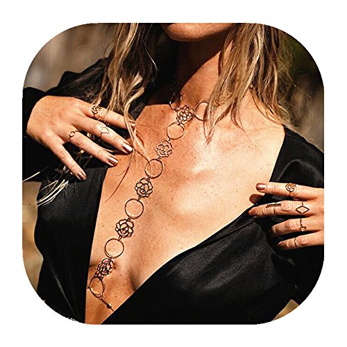 JeVenis Luxury Harness Bikini Rhinestone Bralette Body Chains Belly Chain Jewelry (New Rose Only) - Thumbnail 7