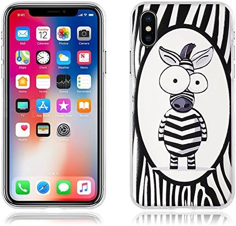 Fubaoda iPhone X Case, Premium Transparent Silicone Shell, Cute Black and White Striped Zebra [Impact Resistant] [Scratch-Resistant] Heavy Duty Drop Protection for iPhone X