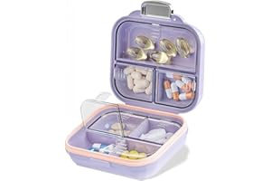 Travel Pill Storage Box, 7-Compartment Portable Pill Organizer, Daily Medication Organizer, Pocket-Sized Portable Storage (Pu