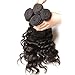 Jolia Hair 8A Grade Virgin Brazilian Natural Wave Hair 3 Bundles, 100% Unprocessed Brazilian Virgin Human Hair Weave Extensions, Natural Black Color, Full Head (16 18 20 inches)