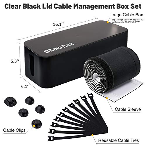 KingTool 17 Pc. Cord Organizer Set, Baby Proof Surge Protector Box with