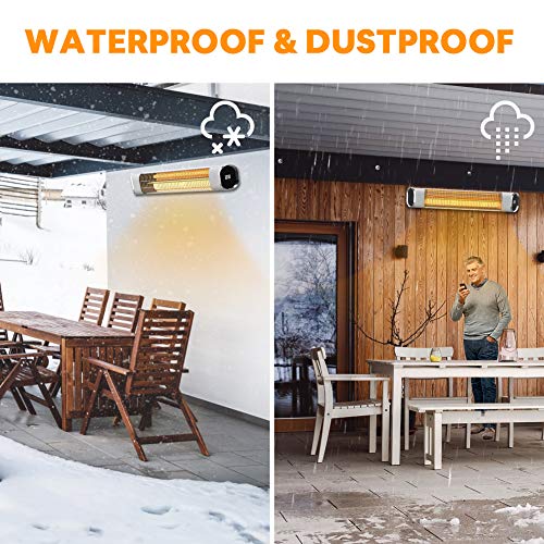 Patio Heater, Electric Outdoor Infrared Space Heater Wall Mount with