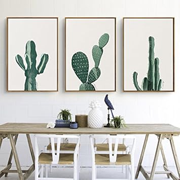 Stylish Cactus Canvas Print Wall Art Poster Home Decor 3pcs Unframed 30 X 40 Cm 11 8 X 15 7 In White Background