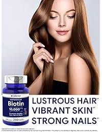 Carlyle Biotin 10000mcg 250 pastillas de disolución rápida de máxima resistencia: pelo, piel, y píldoras de...