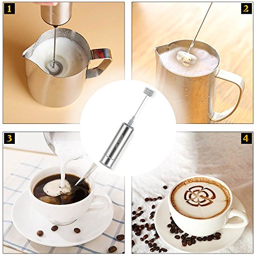 image for Milk Frother EZILIF Milk Frother Handheld Coffee Frother Battery Opera