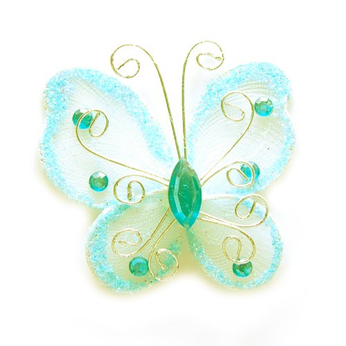 3" (2.54cm) Glitter Butterfly - Party Table Scatter Wedding Craft Card - 12pk