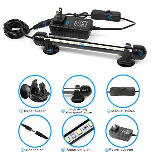 MingDak LED Aquarium Light - Fish Tank Light,Waterproof Submersible Crystal Glass Light for Fish,5050 SMD Optibright led Lights Lighting Color White - 9 LEDs 7.5 Inches... - Thumbnail 3