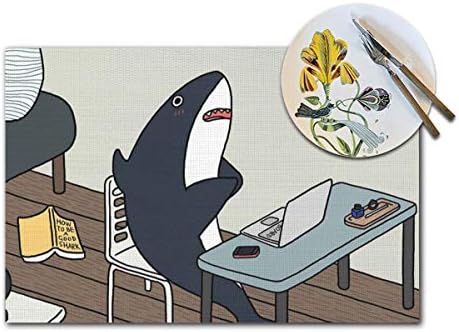 クラスのサメ ランチョンマット ４枚セット プレースマット テーブル 食卓マット おしゃれ キッチン 防水 清潔簡単 レストラン 学校 防汚 食卓飾り 45 30cm 安い 交換可能 滑り止め 耐熱