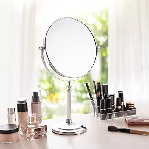 Makeup Vanity 10X Magnifying Mirror 8 Inch Tabletop Double Side 360 Degree Magnification Swivel Desktop Standing Mirror for Bedroom Bathroom Traveling