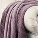 Luxury Fleece Throw Blanket Grayish Purple Checkered Pattern Embossed Flannel Bed Throws Twin Size , Fluffy and Soft, Warm Blanket Throw for Couch/Chair 60