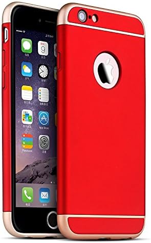 Oats® Case - Apple iPhone 6 / 6s all-round protection Cover Panoramic Bumper Back Case with screen protector Glass Protector - in Red