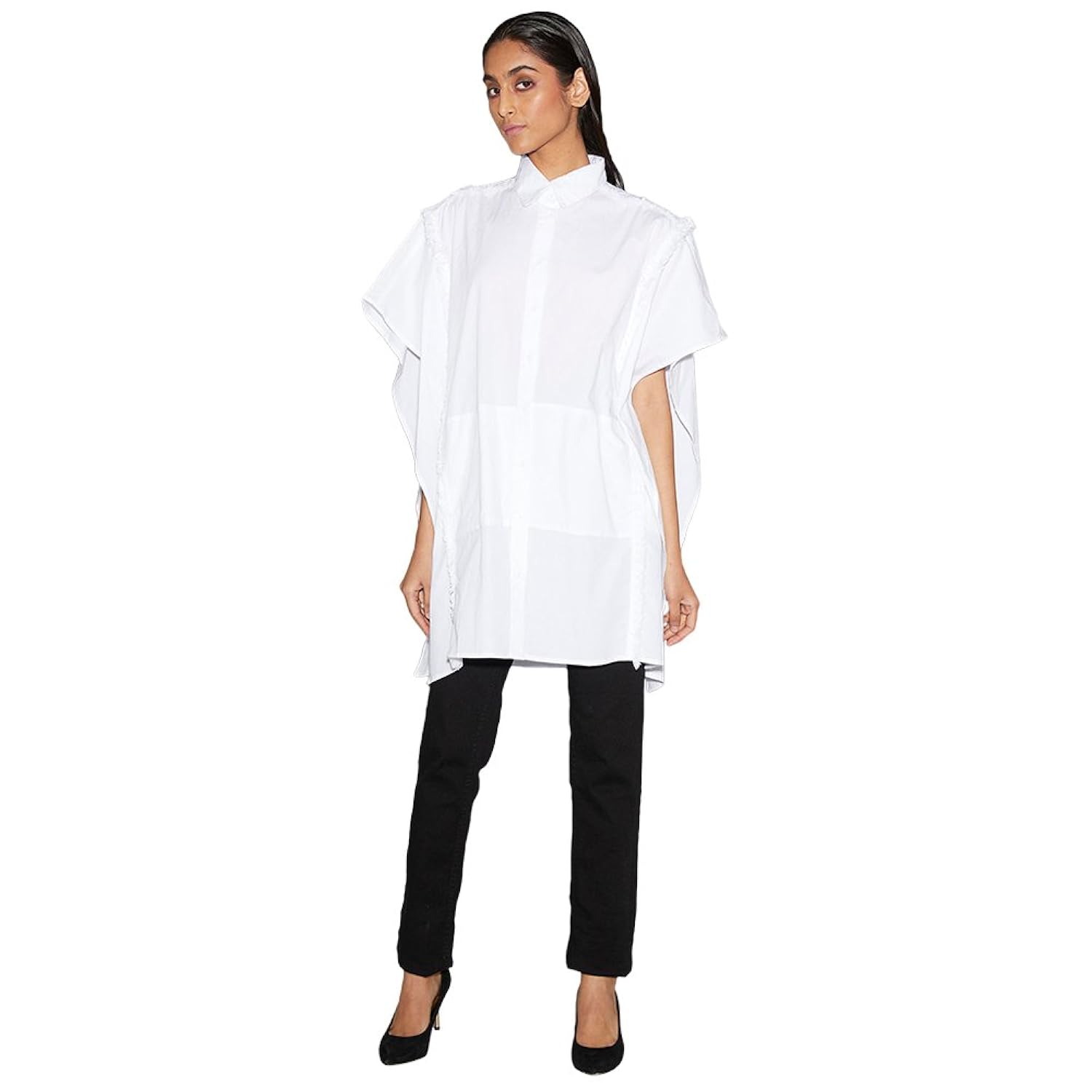 rheson women's raw crop woven top