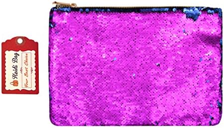 Heidi Bag Women Bling Sequin Handbag Clutch Purse Color Patch Envelope Makeup Wallet Purple+Blue