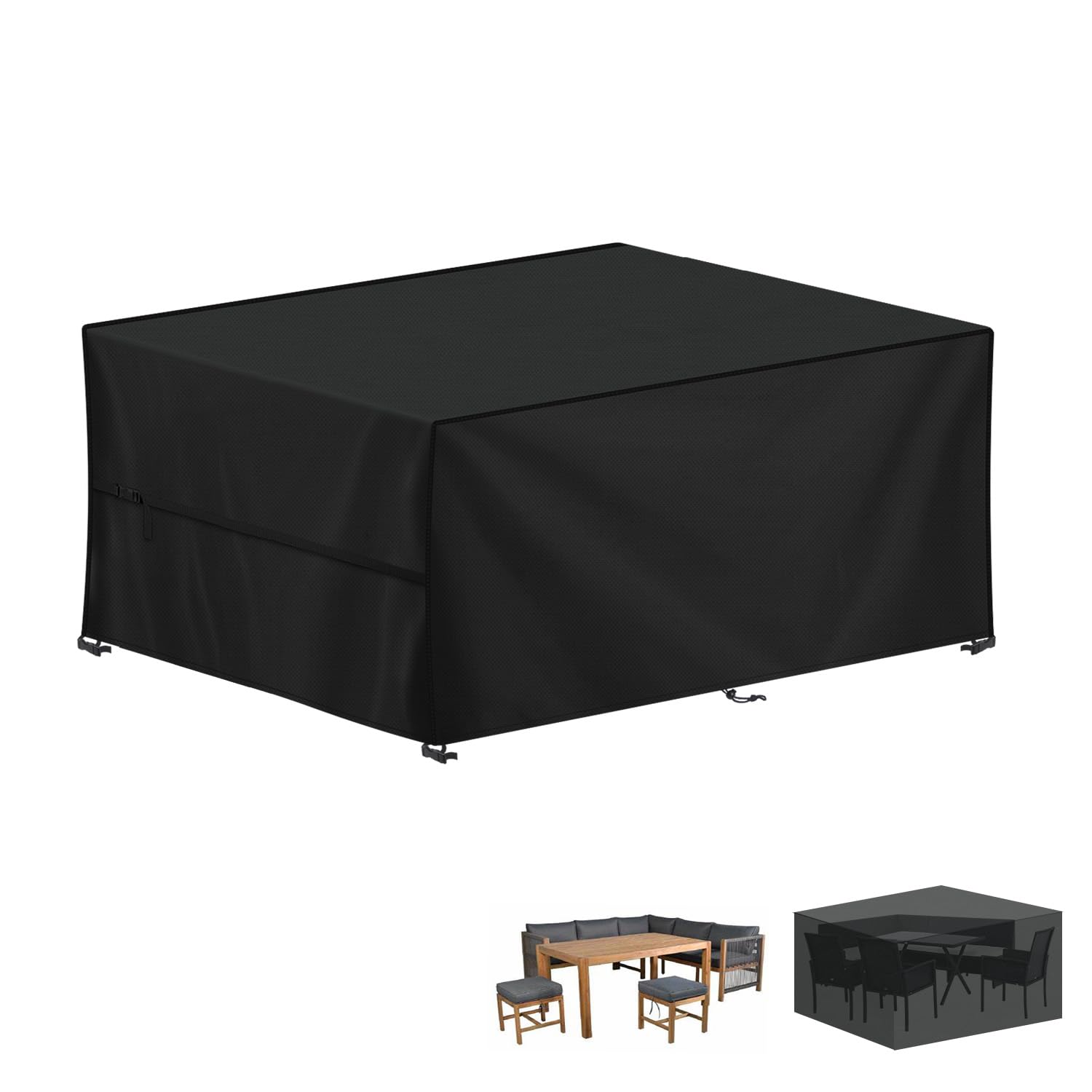 LAMUNI Garden Furniture Cover Waterproof Outdoor Rectangular Patio Table Set Covers, 420D Oxford Fabric Rattan Sofa Cover Windproof Outdoor Table Cover Anti-UV Patio Furniture Covers, 170x110x75cm