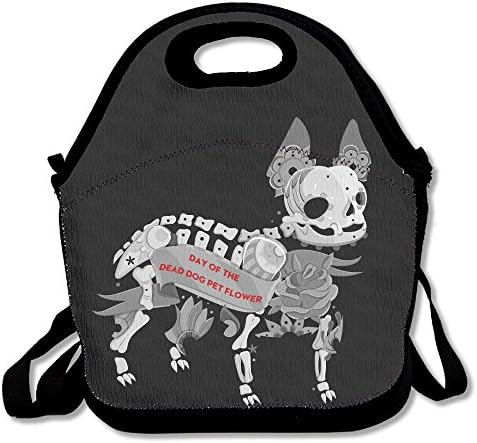 Lunch Box For Children School Day Of The Dead Dog Pet Flower Lunch Bag Good Looking For Worker Or Student