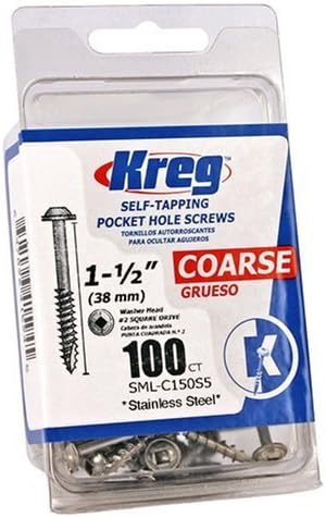 Kreg SML-C150S5-100 305 Stainless Steel Pocket Hole Screws - 1 1/2, #8 Coarse, Washer Head, 100 count by Kreg