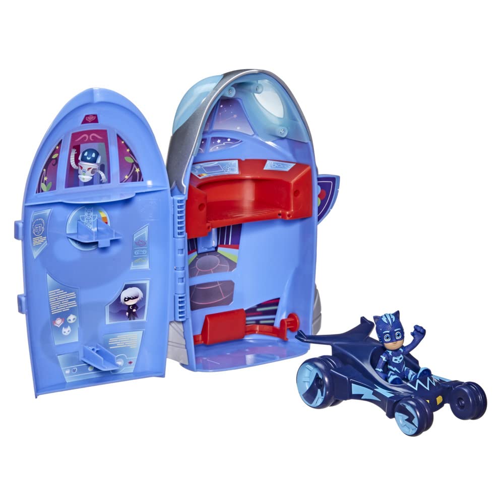 PJ Masks 2-in-1 HQ Playset, Headquarters and Rocket Preschool Toy with Action Figure and Vehicle for Kids Ages 3 and Up
