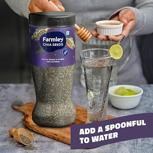 FARMLEY CHIA SEEDS | 2.20 LBS, 35.26 OZ | PREMIUM RAW CHIA SEEDS, NATURAL WHOLE RAW BLACK SUPERFOOD, PLANT BASED PROTEIN, CHIA SEED WITH HIGH SOURCE OF FIBER INCLUDING OMEGA 3, VEGAN (PACK OF 1)
