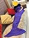 Handmade Knitted Mermaid Tail Blanket, Warm Sofa Quilt Living Room Sleeping Bag for Kids 55 inch x27.5 inch (Purple)