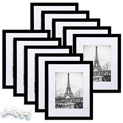 upsimples-8x10-Picture-Frame-Set-of-10Display-Pictures-5x7-with-Mat-or-8x10-Without-MatMulti-Photo-Frames-Collage-for-Wall-or-Tabletop-DisplayBlack